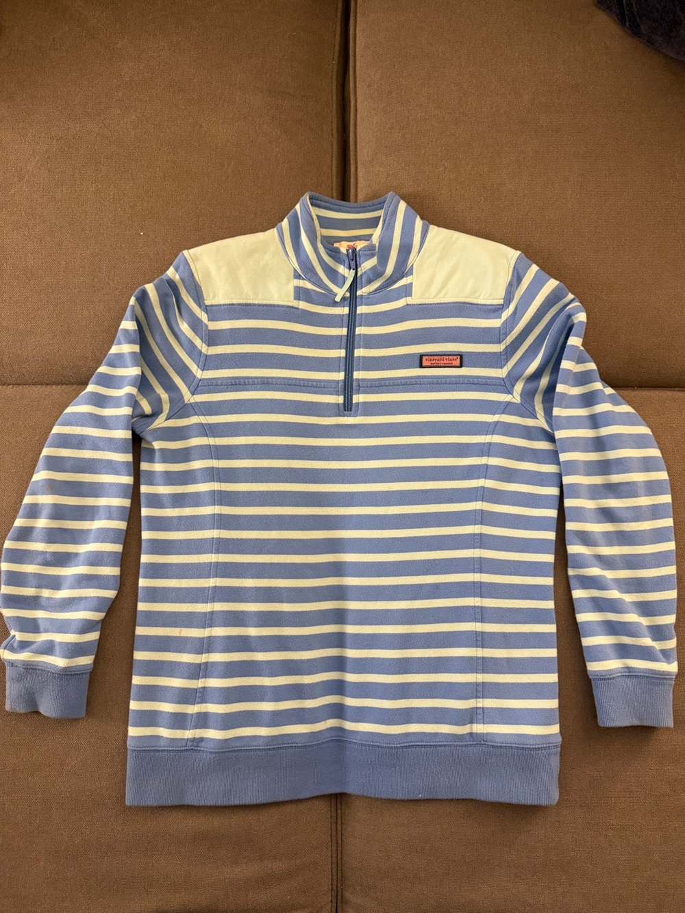 Vineyard Vines Striped Quarter Zip Shep Shirt Women’s Medium Blue White  Pullove